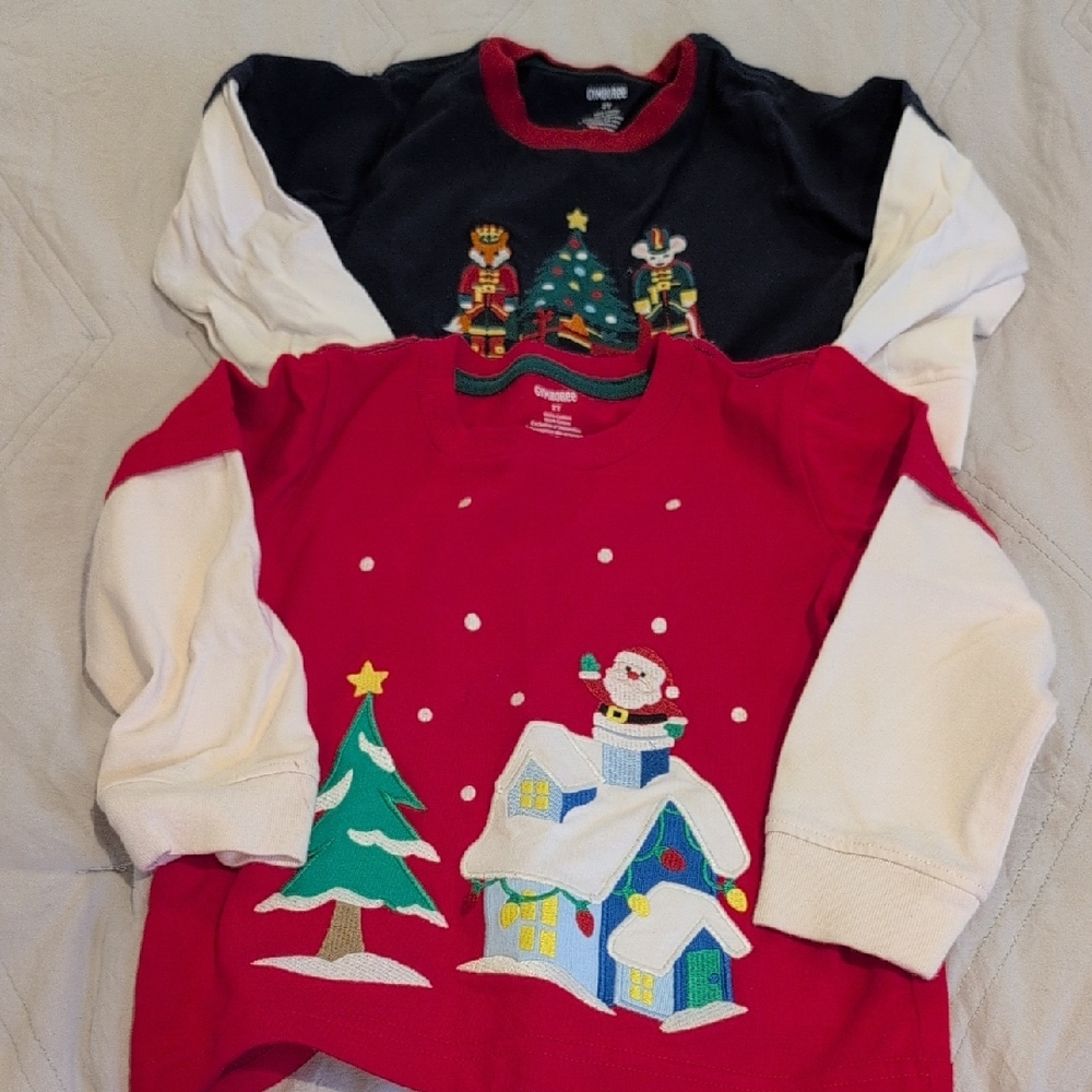 Gymboree Kids Long Sleeve Tees - Red and Navy